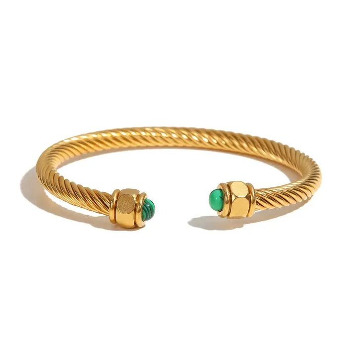 Skanto | Twisted Gem Stone Ends Bangle Bracelet