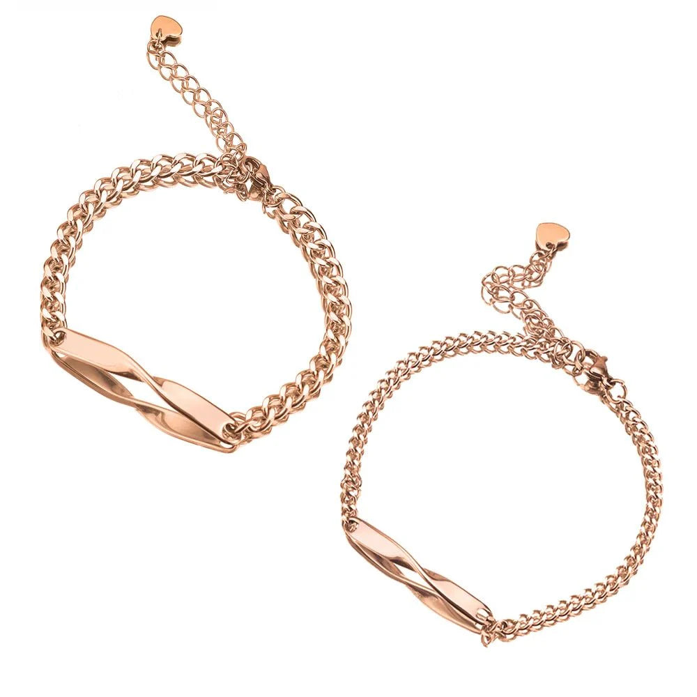 Skanto | Tvinnet Navn & Dato Par Armbånd