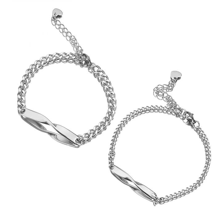 Skanto | Tvinnet Navn & Dato Par Armbånd