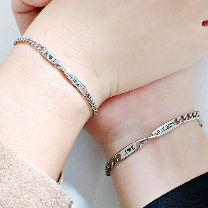 Skanto | Tvinnet Navn & Dato Par Armbånd