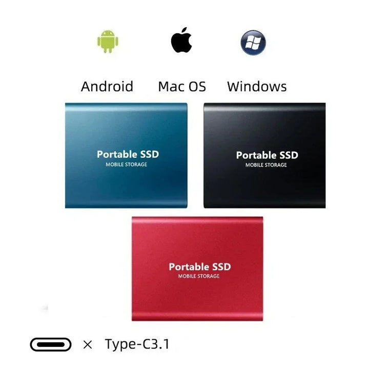Tragbare ekstern SSD | Schneller USB 3.1 Typ-C-Speicher | Til 128 GB
