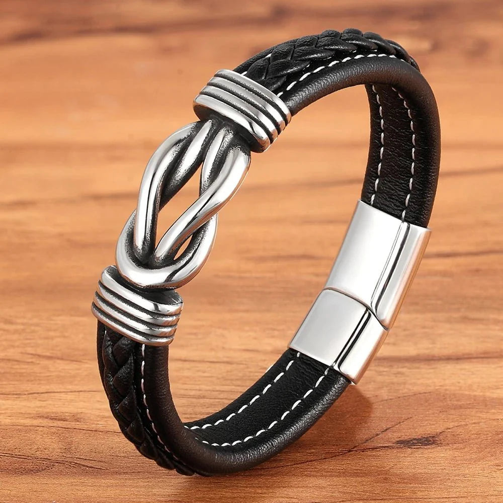 Skanto | Unisex Evig Kjærlighets Knute Lær Armbånd