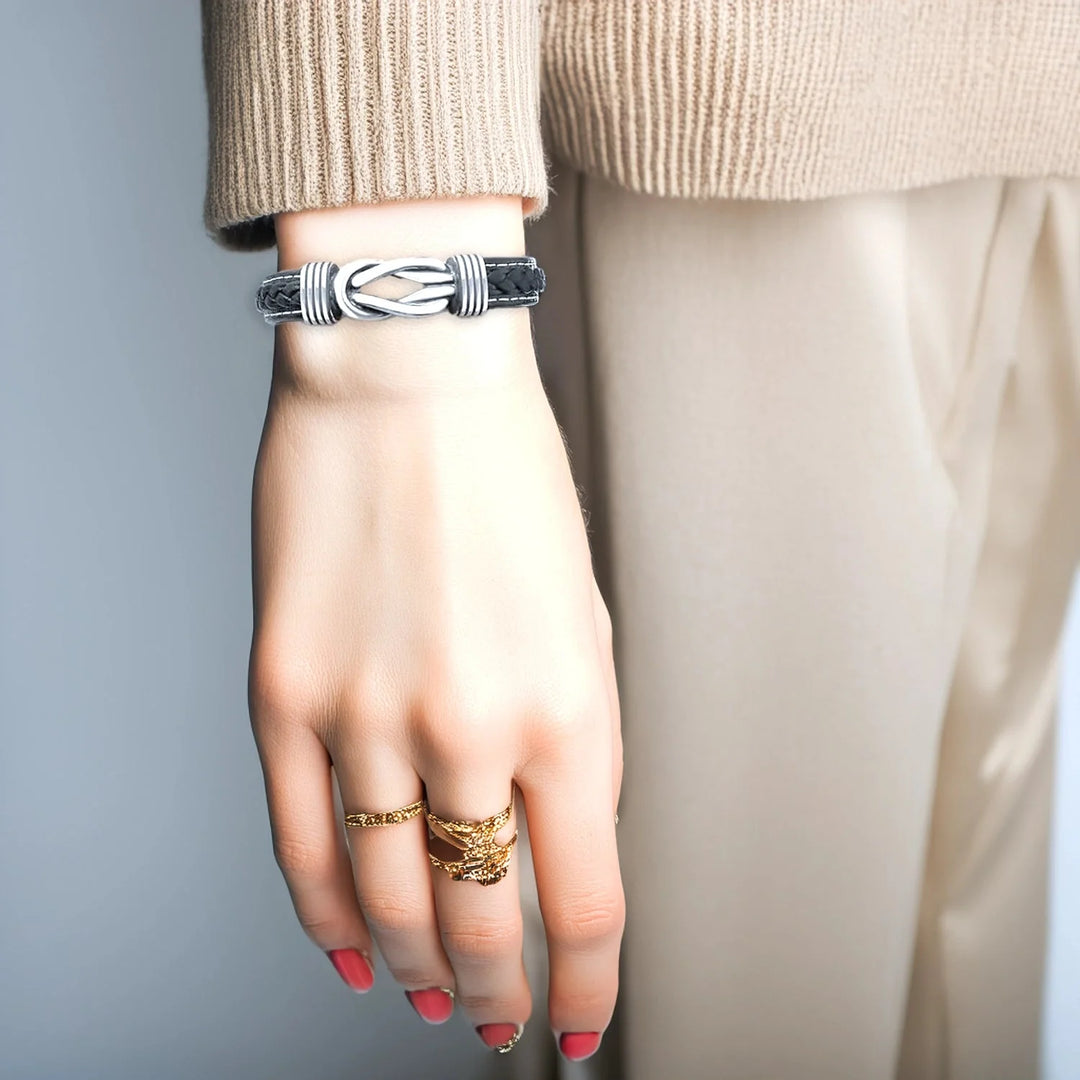 Skanto | Unisex Evig Kjærlighets Knute Lær Armbånd