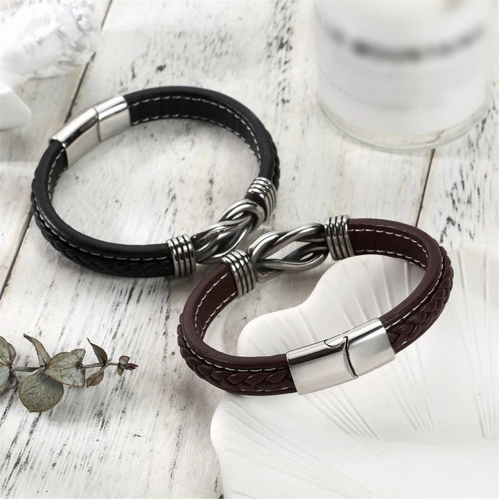 Skanto | Unisex Evig Kjærlighets Knute Lær Armbånd