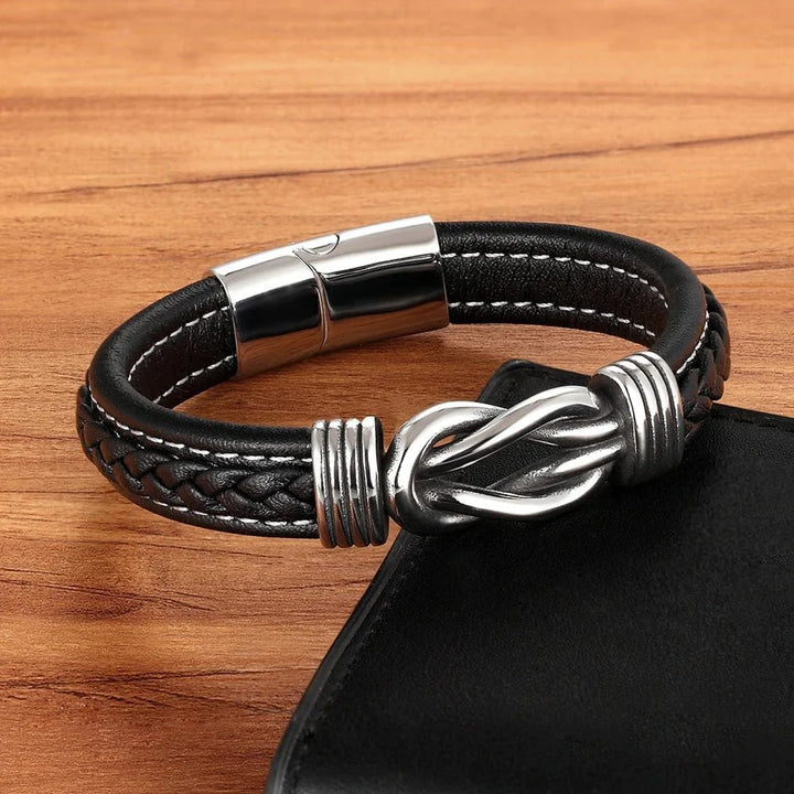 Skanto | Unisex Evig Kjærlighets Knute Lær Armbånd