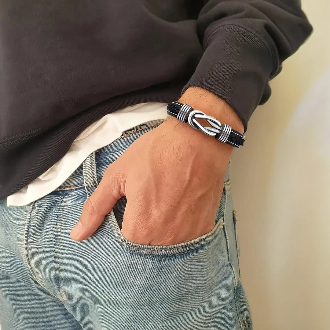Skanto | Unisex Evig Kjærlighets Knute Lær Armbånd