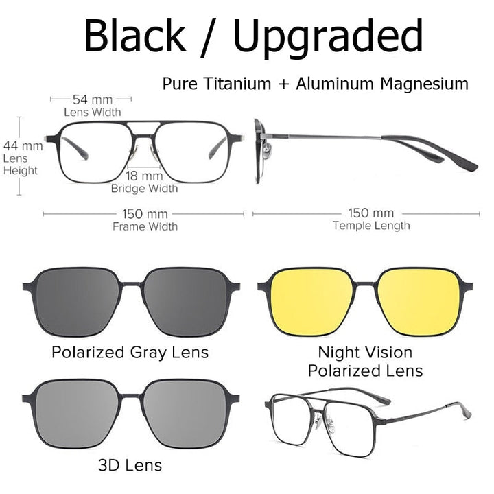 Skanto | Ren titanium magnetiske clip-on briller