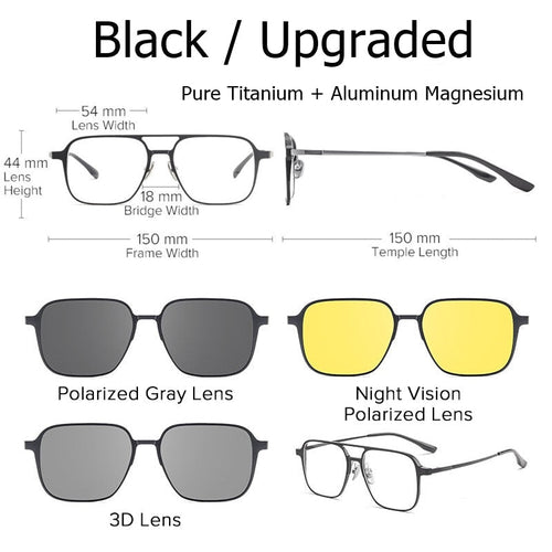 Skanto | Ren titanium magnetiske clip-on briller