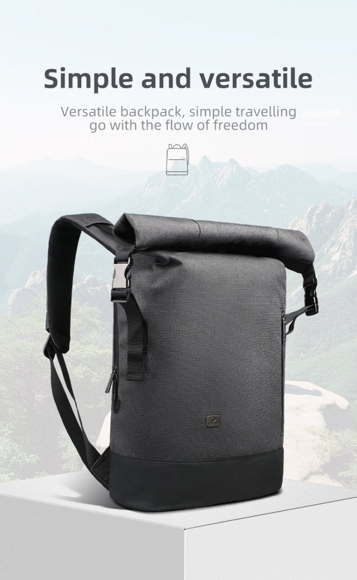 Skanto | URBANTRAIL Rolltop Ryggsekk – Utvidbar og Vanntett Reiseryggsekk med USB-port og Laptoppose