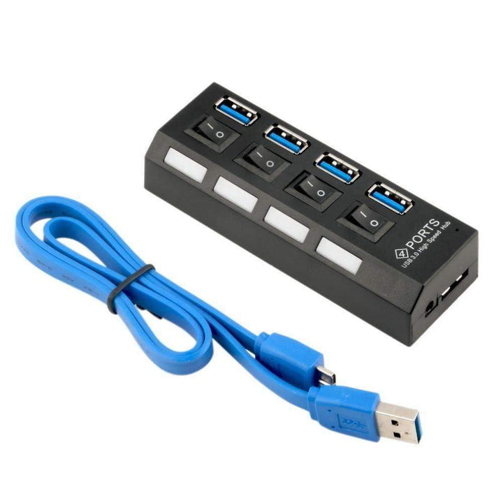 Skanto | USB 3.0 Hub 4 Porter Super Speed 5Gbps og Hub Med av/på-bryter For Windows Mac OS Linux