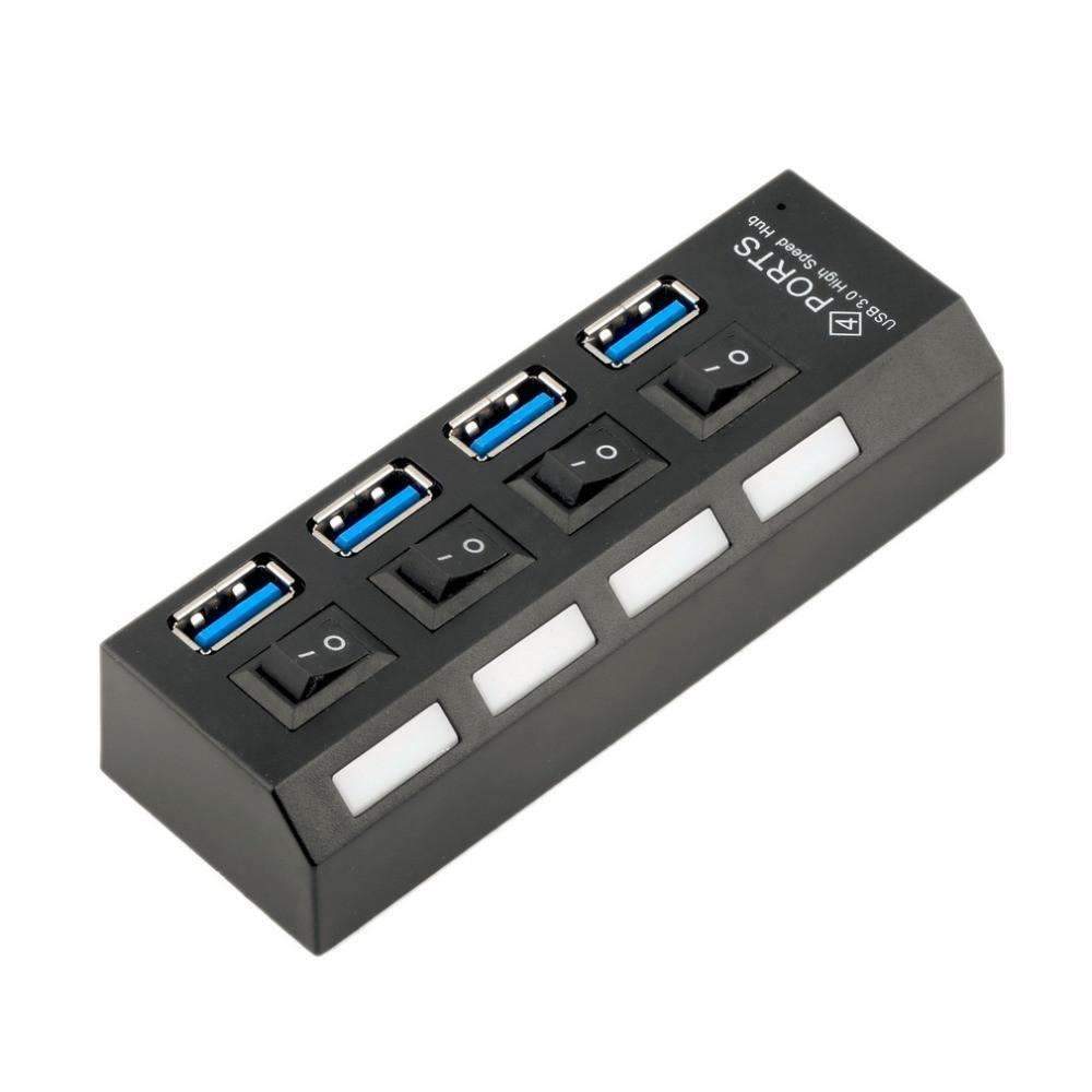 Skanto | USB 3.0 Hub 4 Porter Super Speed 5Gbps og Hub Med av/på-bryter For Windows Mac OS Linux