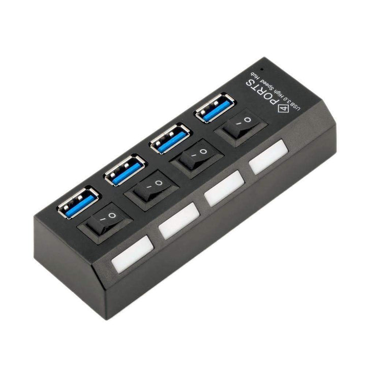 Skanto | USB 3.0 Hub 4 Porter Super Speed 5Gbps og Hub Med av/på-bryter For Windows Mac OS Linux
