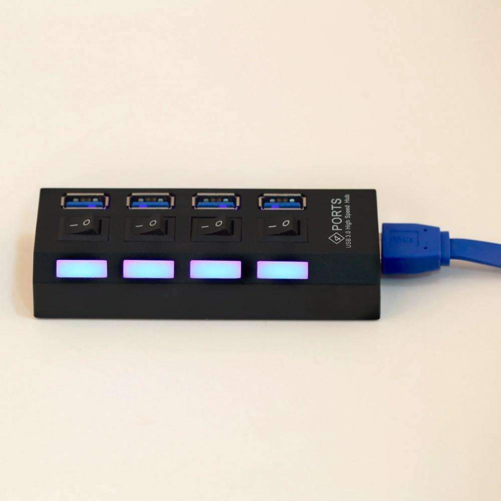 Skanto | USB 3.0 Hub 4 Porter Super Speed 5Gbps og Hub Med av/på-bryter For Windows Mac OS Linux