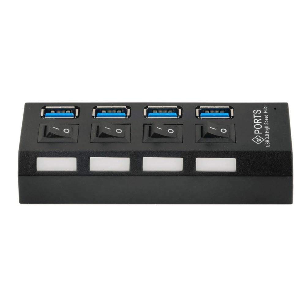 Skanto | USB 3.0 Hub 4 Porter Super Speed 5Gbps og Hub Med av/på-bryter For Windows Mac OS Linux