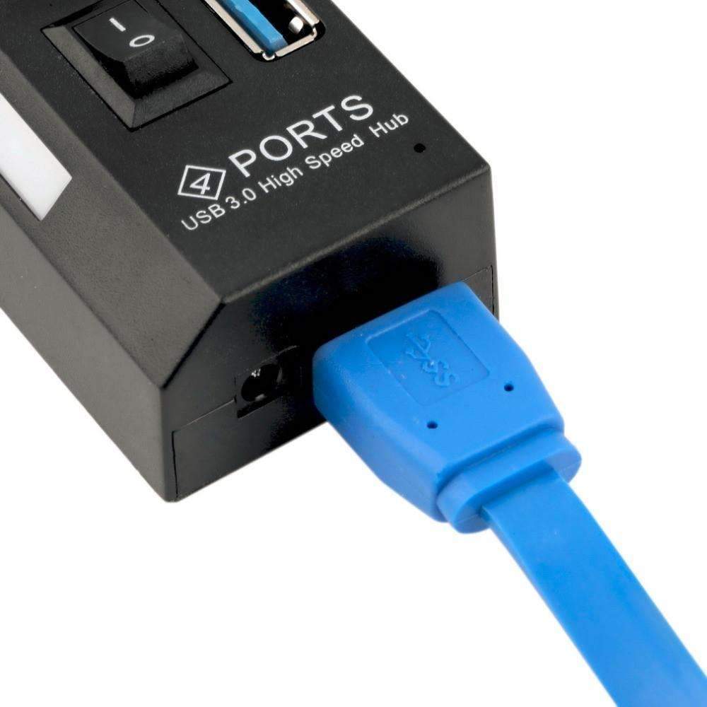 Skanto | USB 3.0 Hub 4 Porter Super Speed 5Gbps og Hub Med av/på-bryter For Windows Mac OS Linux