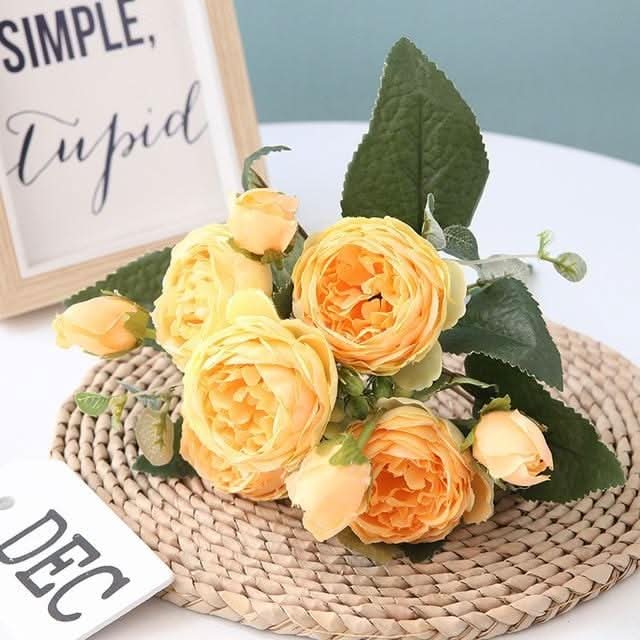 Skanto | Kunstig Pionbukett med Blomster og Knopper