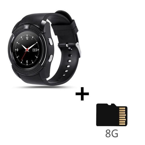 Skanto | Sport Men Smart Watch v8 simkort android kamera rundet Svar Anrop Ring Anrop Smartklokke Hjertefrekvens Fitness Tracker