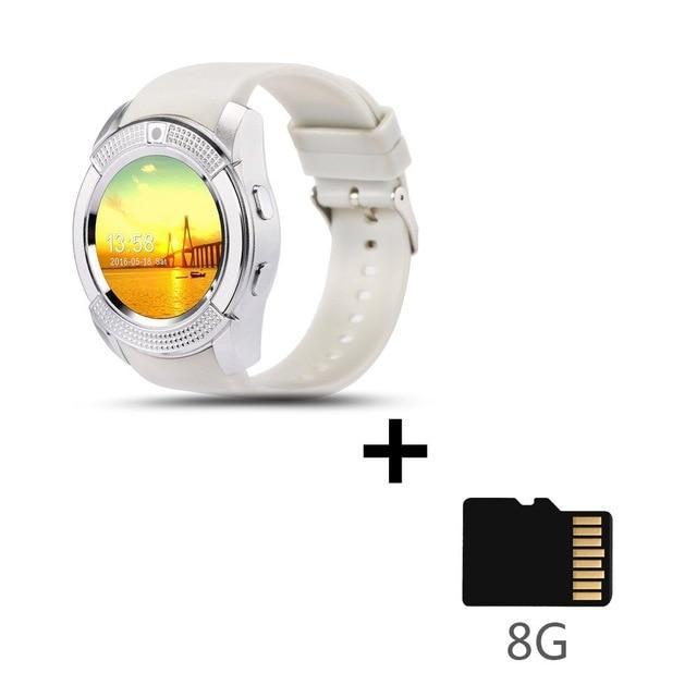 Skanto | Sport Men Smart Watch v8 simkort android kamera rundet Svar Anrop Ring Anrop Smartklokke Hjertefrekvens Fitness Tracker
