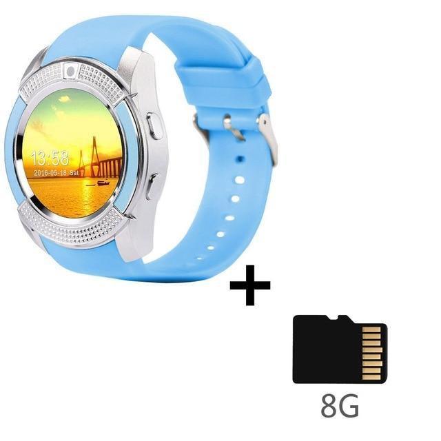 Skanto | Sport Men Smart Watch v8 simkort android kamera rundet Svar Anrop Ring Anrop Smartklokke Hjertefrekvens Fitness Tracker