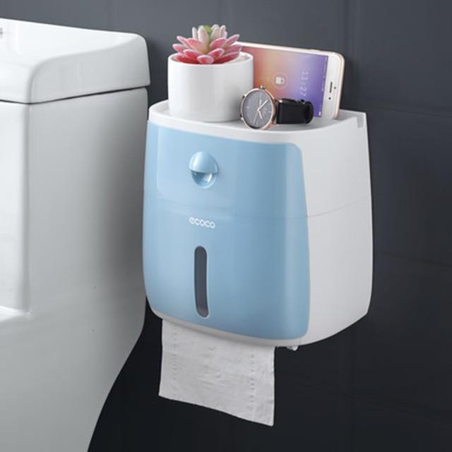 Skanto | LF82003 toalettpapirholder plast badeværelse dobbel papirlommekasse vegghengt papirhylle oppbevaringsboks toalettpapir dispenser
