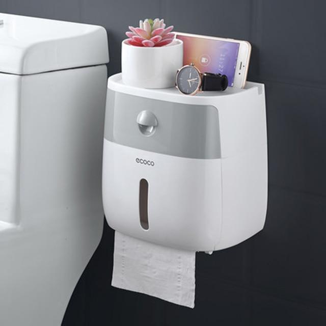 Skanto | LF82003 toalettpapirholder plast badeværelse dobbel papirlommekasse vegghengt papirhylle oppbevaringsboks toalettpapir dispenser