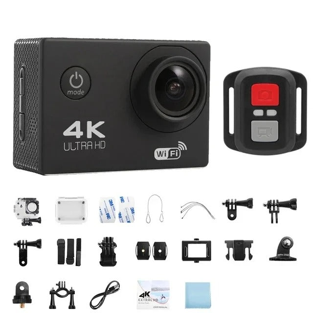 Skanto | 4K Ultra HD Sport Pro Kamera - Wifi-aktivert og vanntett for Vlogging og utendørs sport