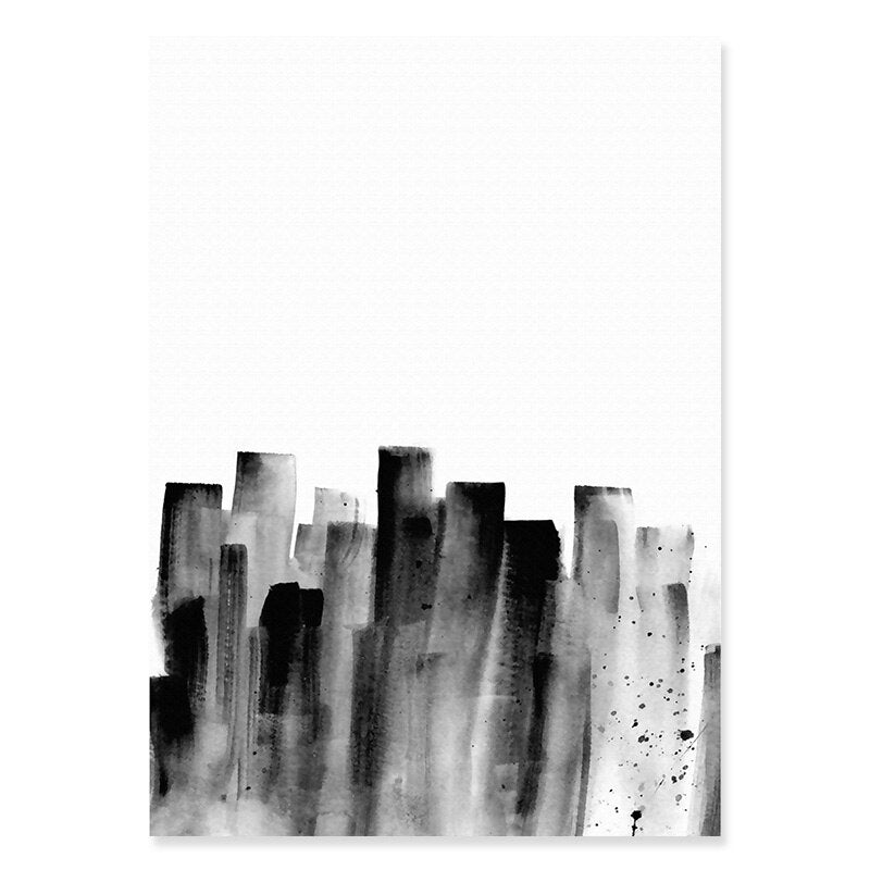 Abstract Ink Brush Strokes - Canvas Wall Art Print | Skanto