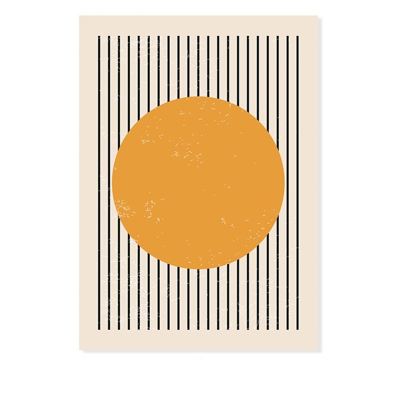Abstract Gul Blå Geometriske Former - Lærret Veggkunst Trykk | Skanto