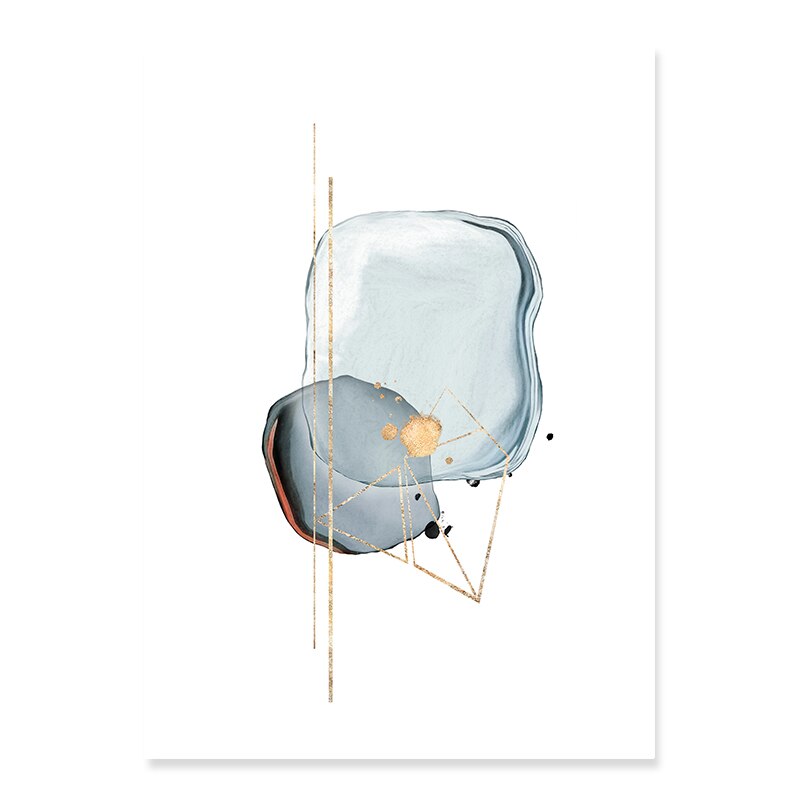Abstract Blue & Gold Watercolor - Canvas Wall Art Print | Skanto