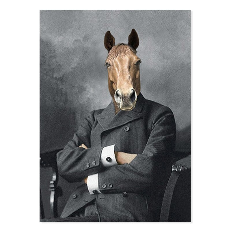 Abstrakt dyr- & menneskeposter - lerret veggkunsttrykk | Skanto