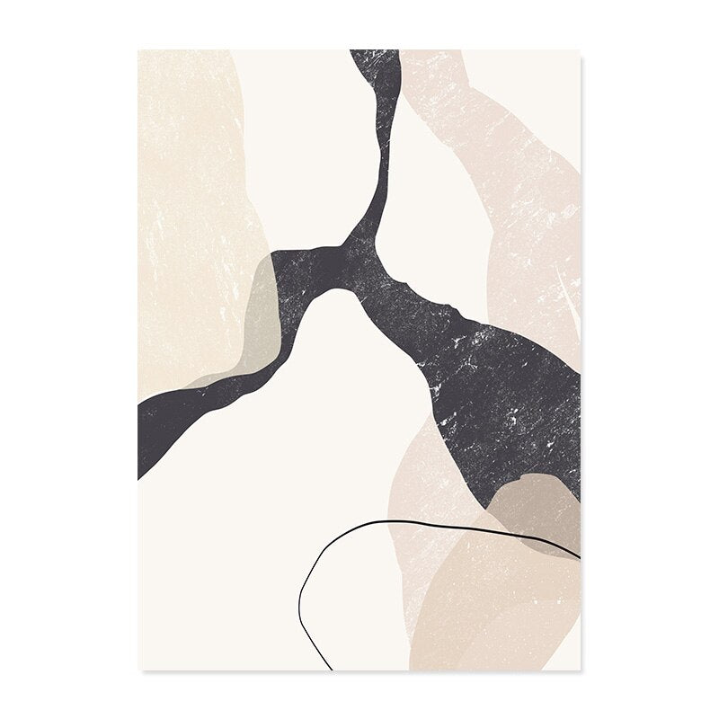 Abstrakt beige marmor geometriske former - lerret veggkunsttrykk | Skanto