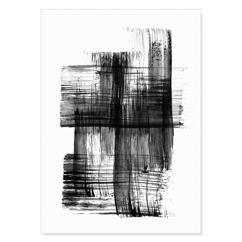 Abstract Ink Brush Strokes - Canvas Wall Art Print | Skanto