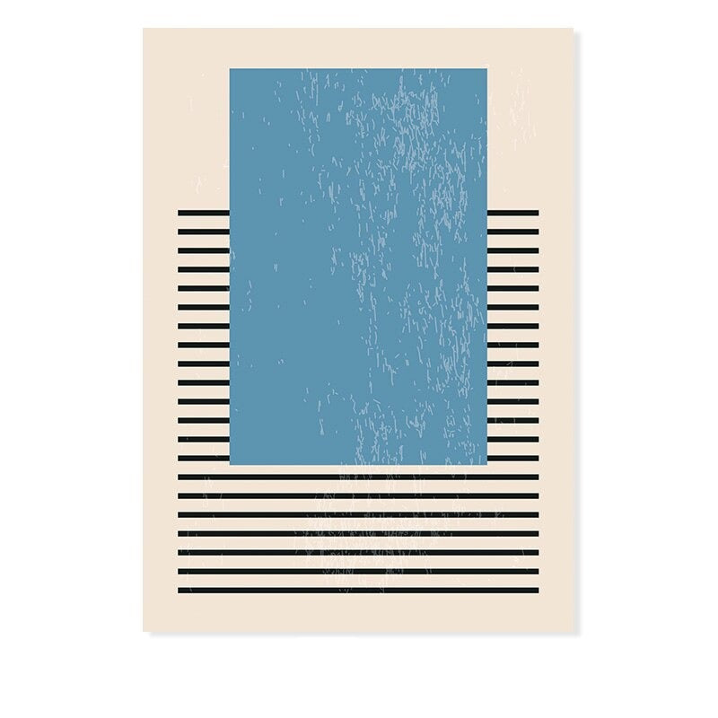 Abstract Gul Blå Geometriske Former - Lærret Veggkunst Trykk | Skanto