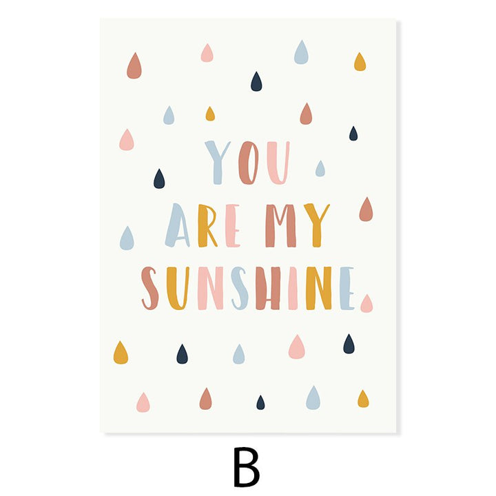 Happy Color You Are My Sunshine Barnerom - Lerret Veggkunst Trykk
