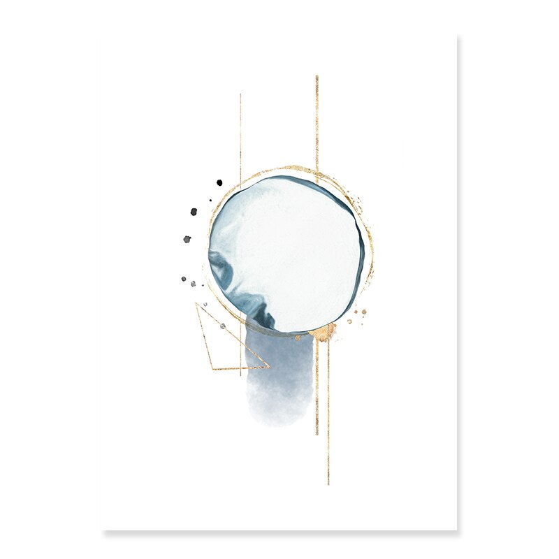 Abstract Blue & Gold Watercolor - Canvas Wall Art Print | Skanto