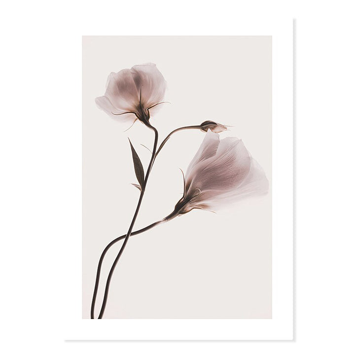 Abstract Pink Floral Silhouette Ved Skumring - Lerret Veggkunst Trykk | Skanto