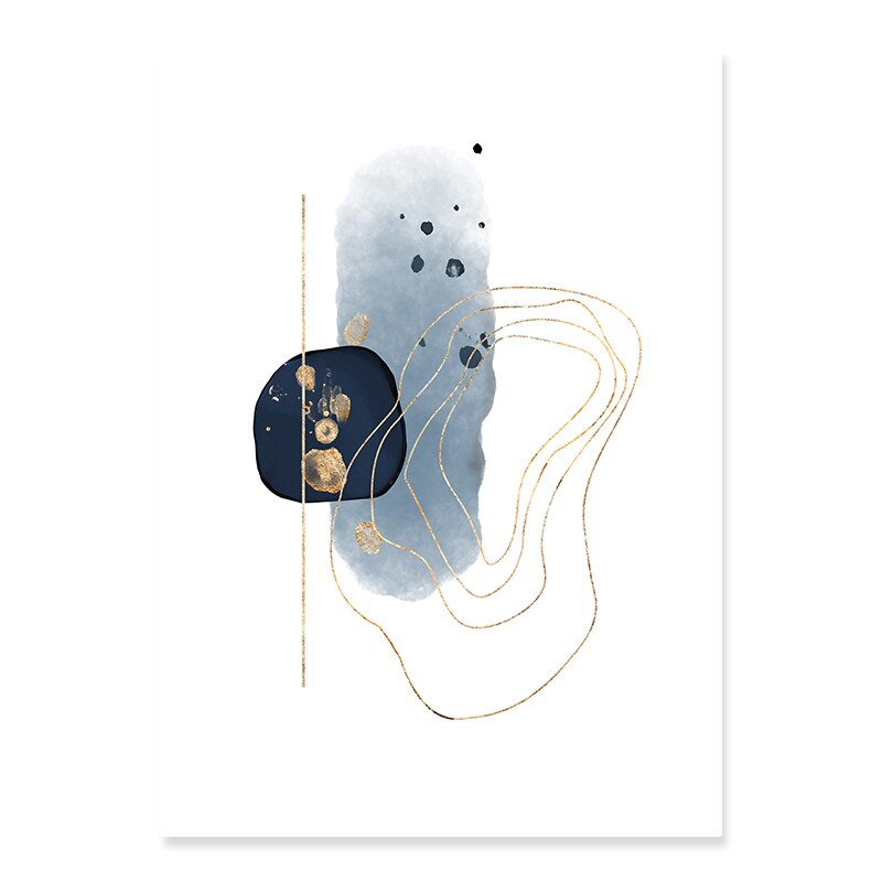 Abstract Blue & Gold Watercolor - Canvas Wall Art Print | Skanto