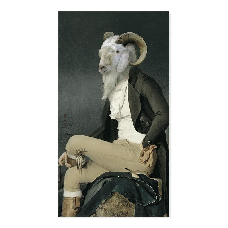Abstrakt dyr- & menneskeposter - lerret veggkunsttrykk | Skanto