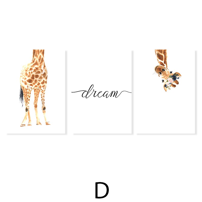 Søt Giraff Drøm Aquarell - Lerret Veggkunst Trykk