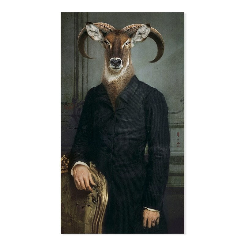Abstrakt dyr- & menneskeposter - lerret veggkunsttrykk | Skanto