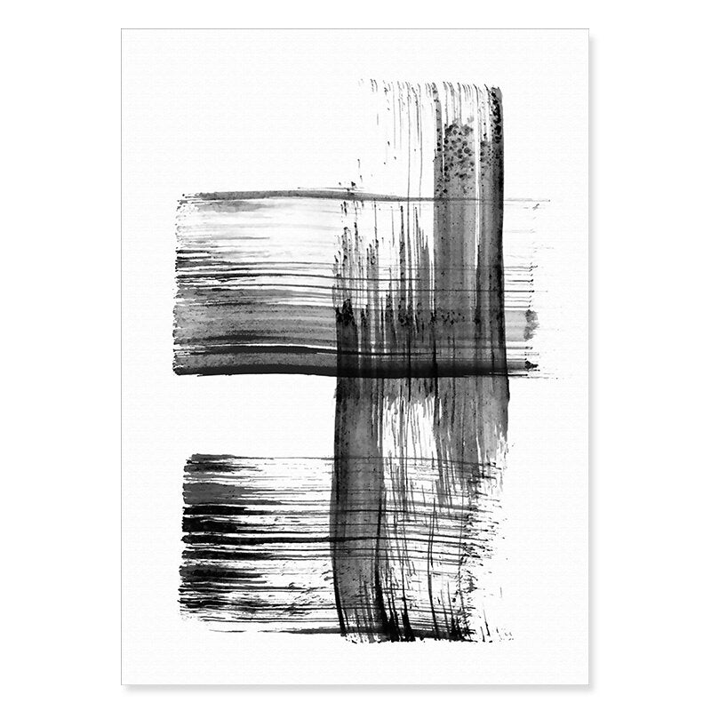 Abstract Ink Brush Strokes - Canvas Wall Art Print | Skanto