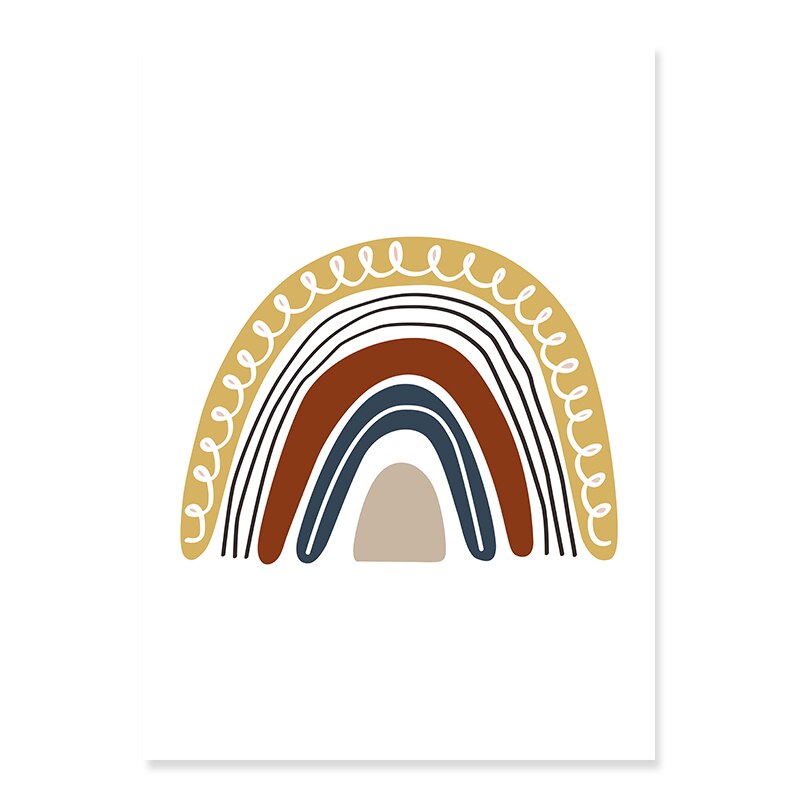 Boho Rainbow Neutral Nursery Motivasjonell - Lerret Veggkunst Trykk | Skanto