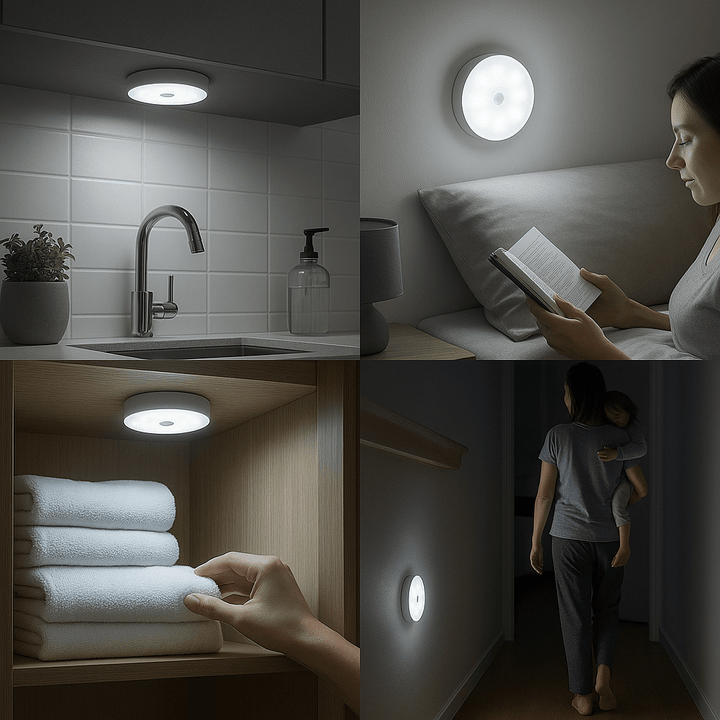 Skanto | Oppladbar bevegelsessensor LED-lampe | Energisparende, USB-oppladbar og ideell for ganger, trapper, garderober og skap