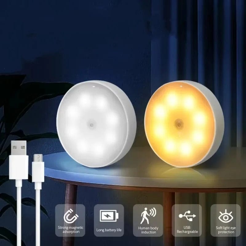 Skanto | Oppladbar bevegelsessensor LED-lampe | Energisparende, USB-oppladbar og ideell for ganger, trapper, garderober og skap