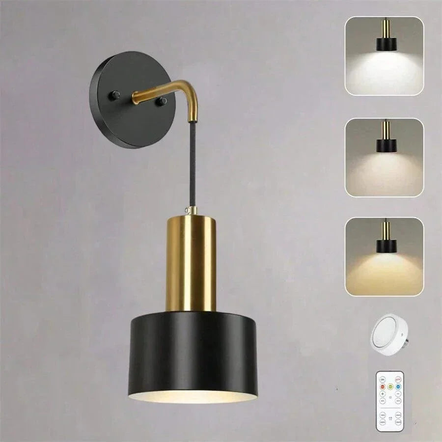 Skanto | Trådlampe med oppladbart batteri | Fjernkontroll, justerbar lysstyrke og fargetemperatur for soverom og entreer