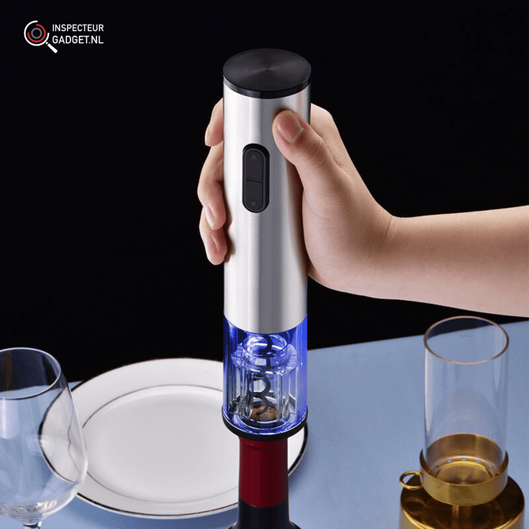 Skanto | Vinolux 4-i-1 Elektrisk Vinåpner Sett – Korkskrew, Foliekutter, Aerator & Vakuumstopper