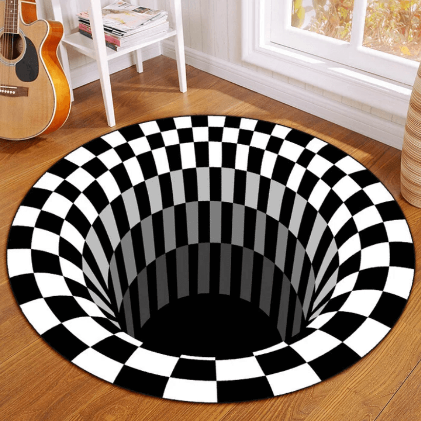 Skanto | 3D Illusion Vortex Teppe – Rund Polyester Gulvmatte