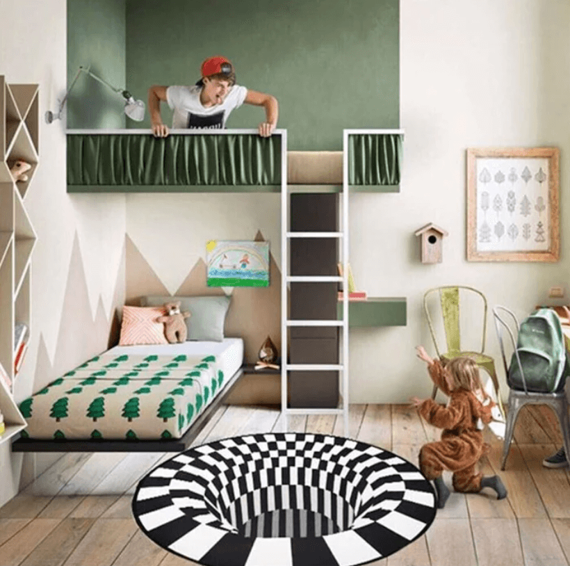 Skanto | 3D Illusion Vortex Teppe – Rund Polyester Gulvmatte