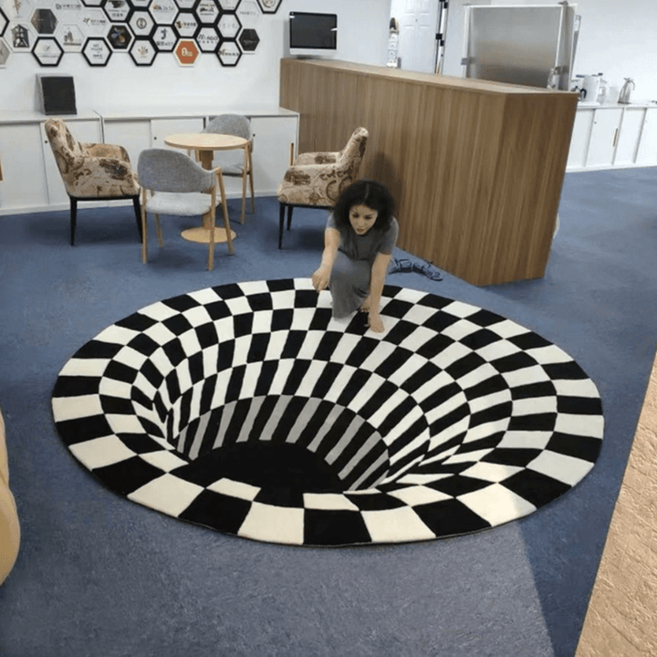 Skanto | 3D Illusion Vortex Teppe – Rund Polyester Gulvmatte
