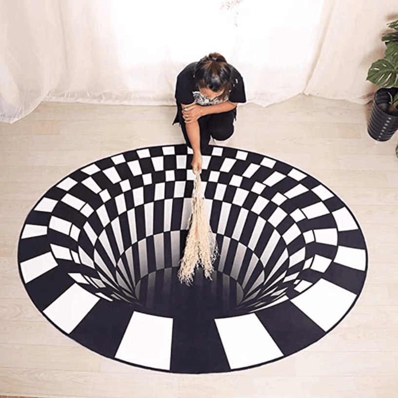 Skanto | 3D Illusion Vortex Teppe – Rund Polyester Gulvmatte